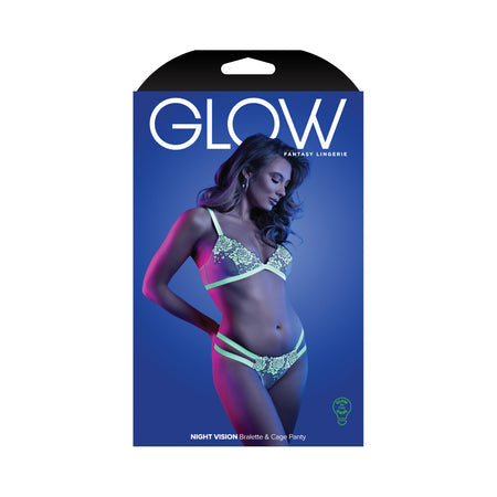 Fantasy Lingerie Glow Night Vision Glow-In-The-Dark Lace Bralette & Panty White